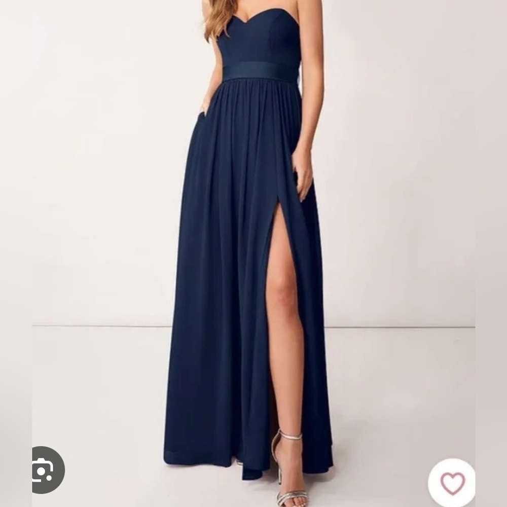Azazie Fiona Dress in Dark Navy